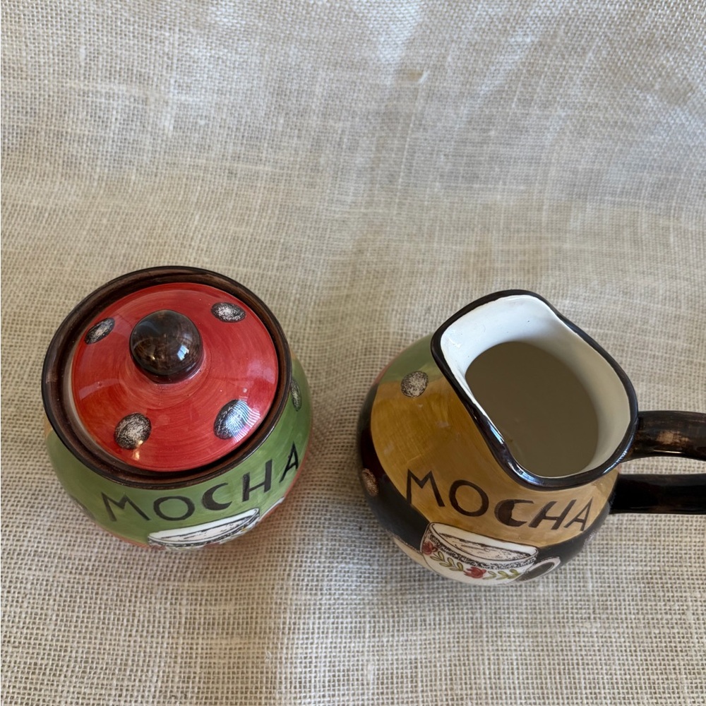 Mocha Ceramic Creamer and Sugar Set - Picture 2 of 5